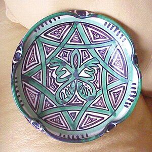 VTG 1950s Domingo Punter Shallow 8" Bowl mid-century signed Spanish pottery MCM